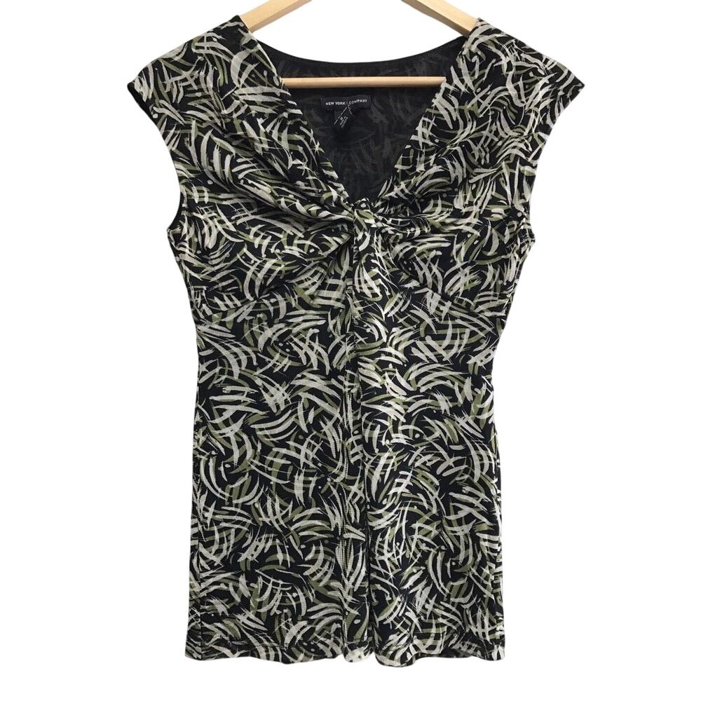 New York & Company Top Womens Small Nylon Green Black